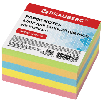 Блок для записей BRAUBERG прокл. 9х9х5см цветной  Арт.129199