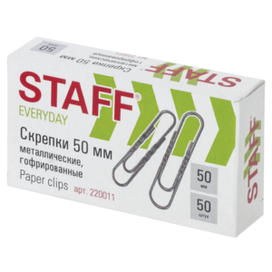 Скрепки большие 50мм гофрирор.50шт  STAFF  Арт.220011