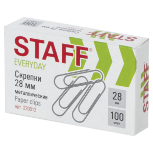 Скрепки 28мм метал. 100шт STAFF  Арт.220012
