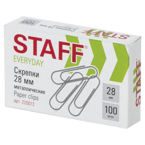 Скрепки 28мм метал. 100шт STAFF  Арт.220012