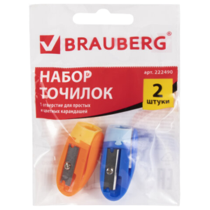 Точилки  BRAUBERG 2шт с клипом   Арт.222490