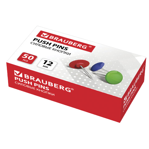 Силовые кнопки Brauberg цветные,круглые 12мм 50шт   Арт.224771