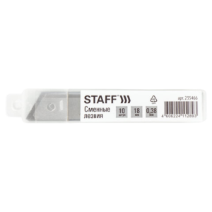 Лезвия для ножей STAFF 18мм комплект 10шт толщина лезвия 0,38мм  Арт.235466