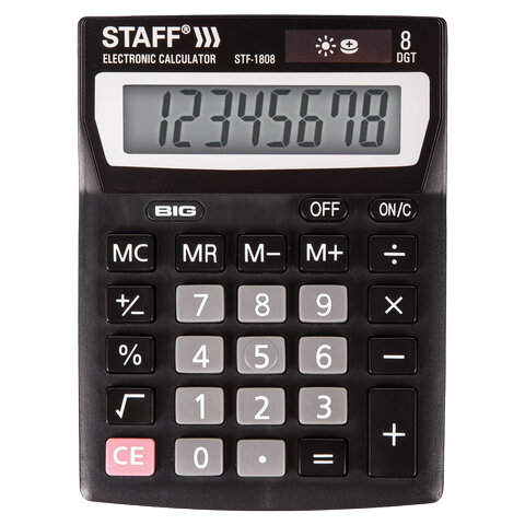 Калькулятор STAFF PLUS STF-1808  8 разрядов 140х105мм  Арт.250133