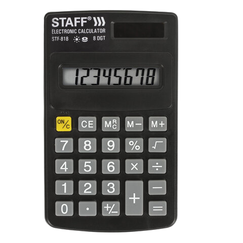 Калькулятор STAFF  STF-818 карманный 102х62мм   Арт.250142