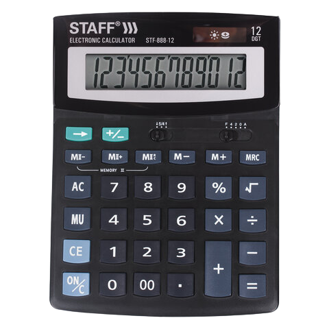 Калькулятор STAFF  STF-188-12  12 разрядов 200х150 мм  Арт.250149