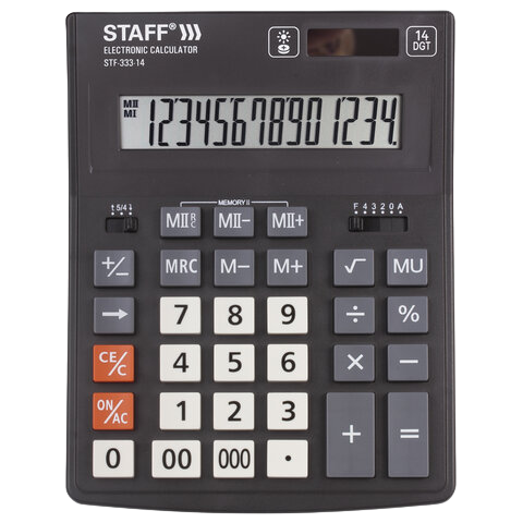 Калькулятор STAFF PLUS STF-333 14 разрядов 200х154  Арт.250416