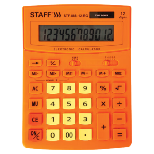 Калькулятор STAFF  STF-888-12  12 разрядов 200х150 мм оранж  Арт.250453