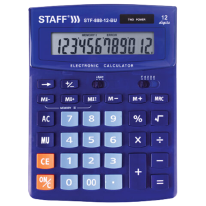 Калькулятор STAFF  STF-888-12  12 разрядов 200х150 мм синий  Арт.250455