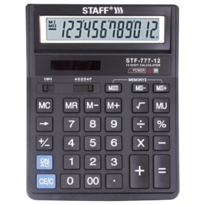 Калькулятор STAFF  STF-777  12 разрядов 210х165 мм черный  Арт.250458