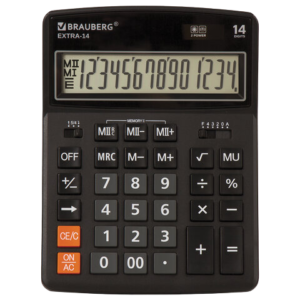 Калькулятор BRAUBERG EXTRA 14ВК 206х155мм 14разрядов черный  Арт.250474