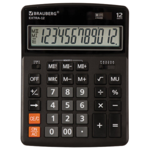 Калькулятор BRAUBERG EXTRA 12ВК 206х155мм 12разрядов черный  Арт.250481