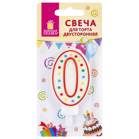 Свеча цифра "О" двухсторон. 8,5см с конфетти Золотая сказка Арт.591393