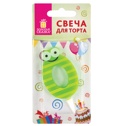 Свеча для торта "О"  "С глазками" 6см  Золотая сказка  Арт.591403