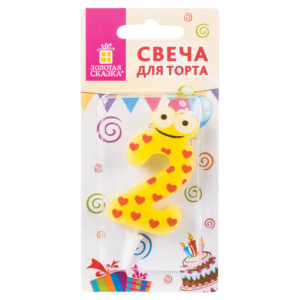 Свеча для торта "2"  "С глазками" 6см  Золотая сказка  Арт.591405