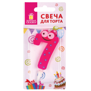 Свеча для торта "7"  "С глазками" 6см  Золотая сказка  Арт.591410