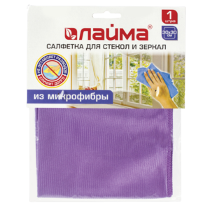 Салфетка из микрофибры гладкая 30х30 для стекла Лайма Арт.601248