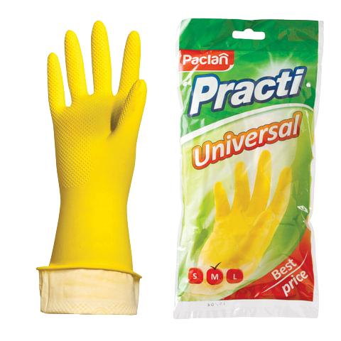 перчатки хоз. латекс. Paclan practi х/б М желтые Арт.602481