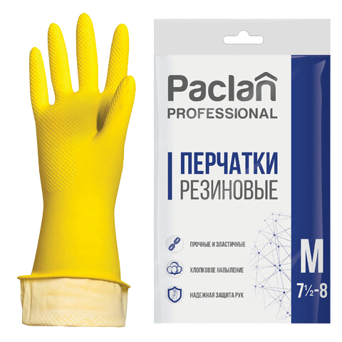 перчатки хоз. латекс. Лайма х/б М желтые Арт.602489