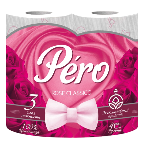 Туал.бумага PERO ROSE 3-ех сл. 16,3м Белая   (4рул/12уп)