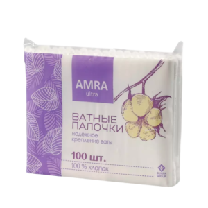 Ватные палочки АМРА 100шт (52уп).Арт.6867