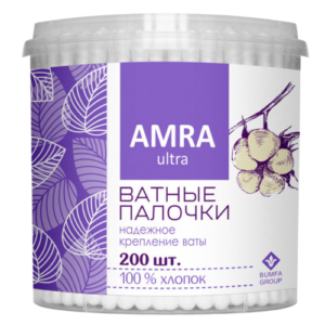Ватные палочки АМРА цилиндр 200шт (24уп).Арт.6868