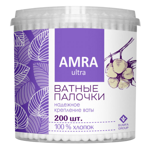 Ватные палочки АМРА цилиндр 200шт (24уп).Арт.6868