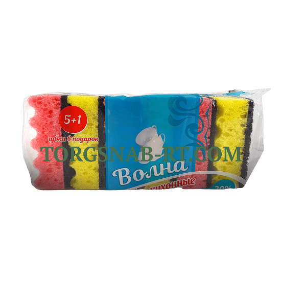 Губка для посуды Вояж "Волна-6" (95х65х35) (40уп)