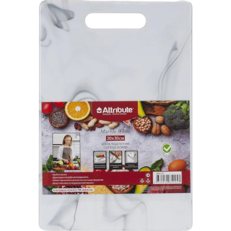 Доска разделочная 20х30см Marble White Attribute Арт.ABX141