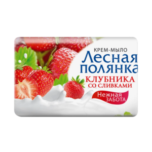 Мыло туалетное "Клубника со сливками" ЛЕСНАЯ ПОЛЯНКА 140г.(84шт/кор)