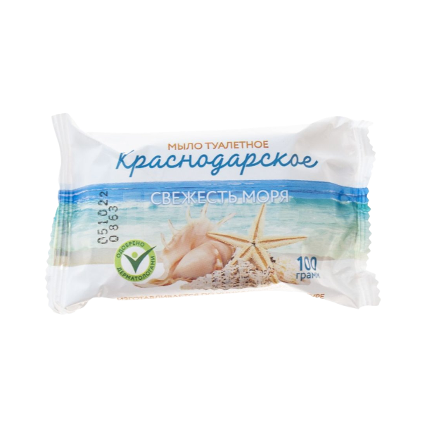 Мыло туалетное Краснодарское "Свежесть моря" 100г в индивидуальной упаковке.