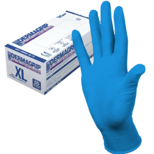 Перчатки латекс. HIGH RISK Дермагрип XL /10упх50шт/ (10) голубые