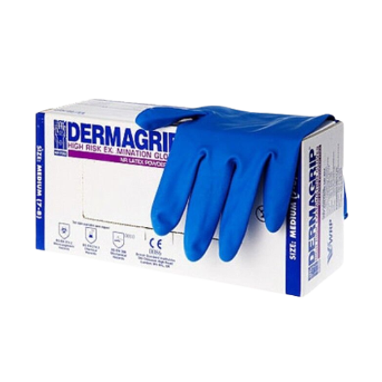 Перчатки латекс. HIGH RISK Дермагрип М/10упх50шт/ (10) голубые