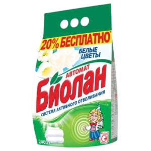 Стиральный порошое Биолан 2,4кг автомат Белые цветы (4шт/уп)