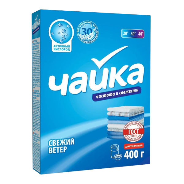 Стиральный порошое Чайка 400гр. ручная стирка Свежий ветер (18шт/уп)