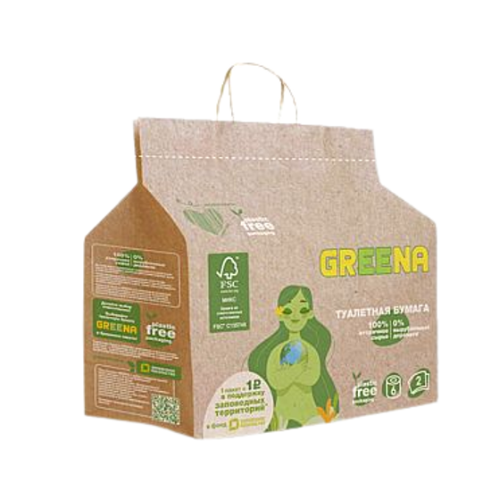 Туал.бумага GREENA  3-ех сл. 18м в пакете  (6рул/7уп)