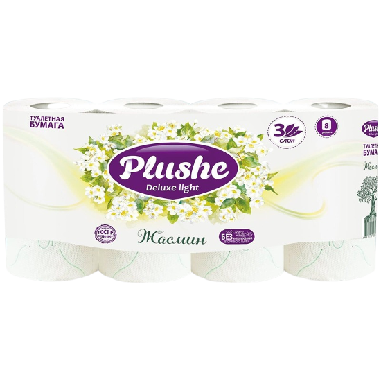 Туал.бумага PLUSHE Delux Light 3-ех сл. 15м Жасмин (8рул) ( 8уп)