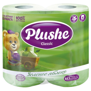 Туалетная бумага Plushe Classic 2-х слойное18м ,12упак на 4 рул. Зеленое яблоко пастель