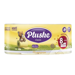 Туалетная бумага Plushe Classic 2-х слойное18м 8рулонов  Ромашка (8уп)