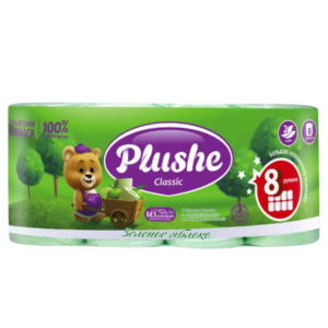 Туалетная бумага Plushe Classic 2-х слойное18м 8рулонов  Яблоко (8уп)