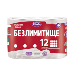 Туалетная бумага Plushe Classic 2-х слойное18м(12рул)