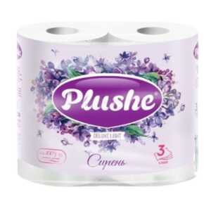 Туалетная бумага Plushe Delux 3-х слойное15м ,12упак на 4 рул.Сирень