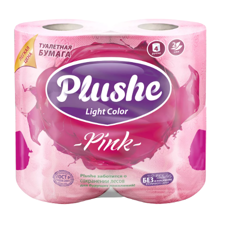 Туалетная бумага Plushe light  2-х слойное ,12упак на 4 рул. ассорти