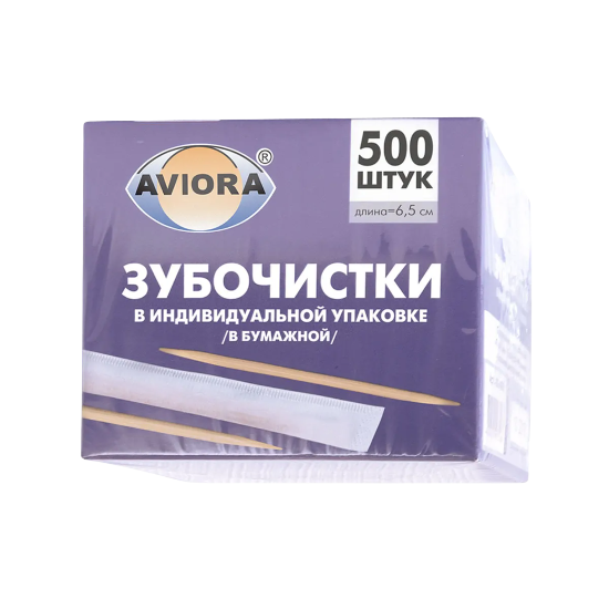 зубочистки в Инд.упаковке Авиора без ментола  (500шт)  50уп