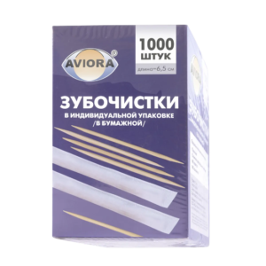 зубочистки в Инд.упаковке Авиора в бумаж.упак   (1000шт)