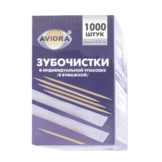 зубочистки в Инд.упаковке Авиора в бумаж.упак   (1000шт)