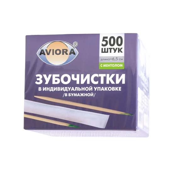 зубочистки в Инд.упаковке Авиора с ментолом  (500шт)  50уп