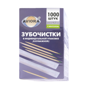 зубочистки в Инд.упаковке Авиора с ментолом в прозр.упаковке  (1000шт)