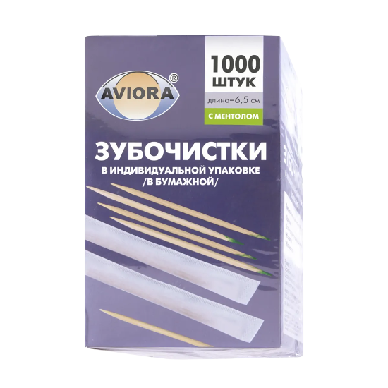 зубочистки в Инд.упаковке Авиора с ментолом в прозр.упаковке  (1000шт)