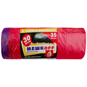 пакет мусорный с завязками 35 лит. 30 шт.27мкм красные Meшkoff  (25рул)